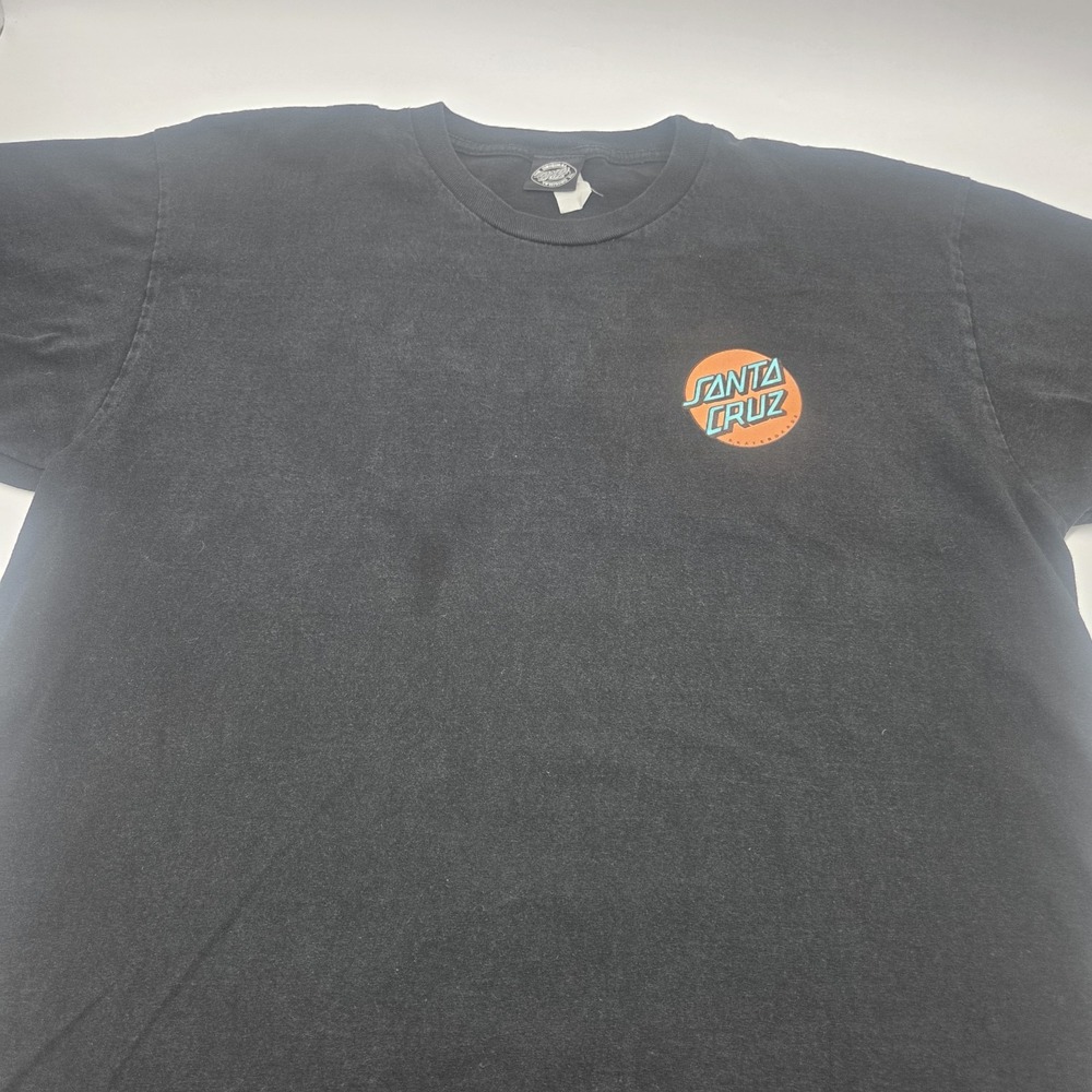 Y2K Santa Cruz Tee Shirt Split Logo Large Rare Black Skate Surf Streetwear